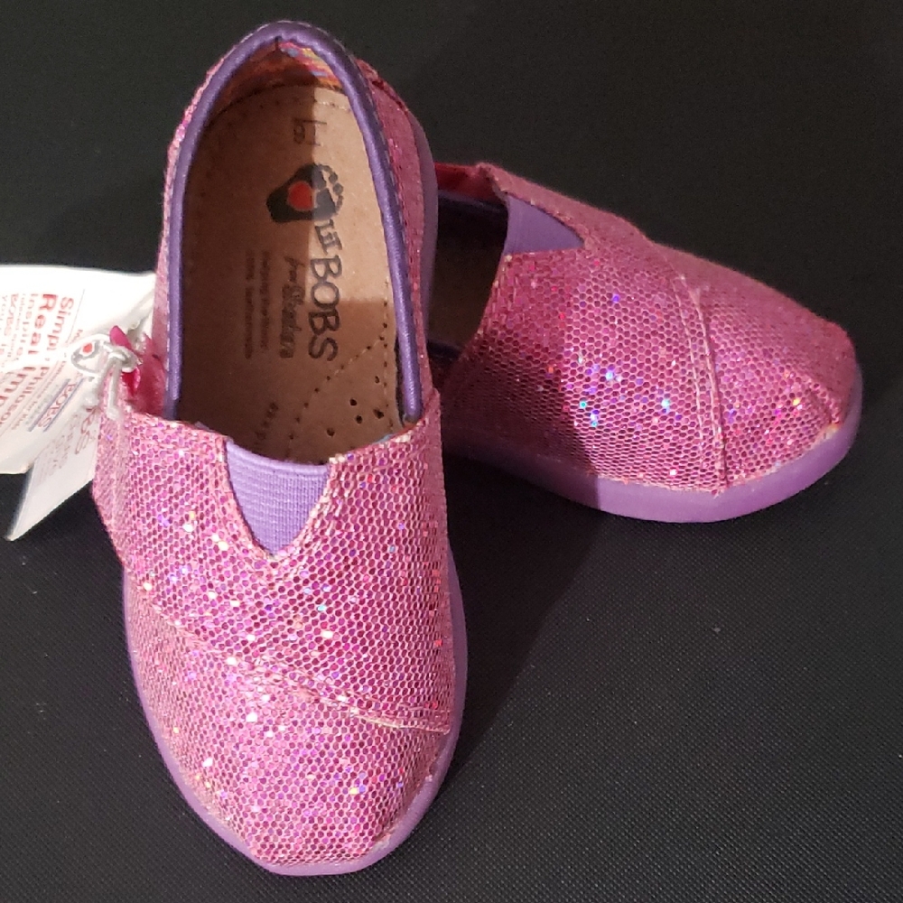 Lil Bob's For Skechers Kids Glitter Shoes Size 6T Color Pink & Purple NWT